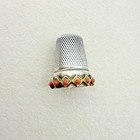 Vintage Antique Thimble 925 Sterling Silver Made In Germany Size 9 Orange Stones