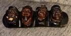 Antique Chalkware Devil Faces  Deadly Sins Match  Pipe Candle Holder   very Cool