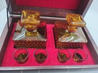 Vintage Book Stack Tantalus Liquor Set With Decanters And 4 Shot Glasses