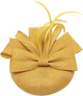 Coolwife Womens Fascinator Hat Sinamay Pillbox Flower Feather Tea B Gold 