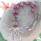 Hand Knotted Venetian Trade Bead Necklace  Antique Venetian Red Skunk Beads