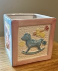 Vtg Ceramic Baby Block Planter Pink Blue Babies Room Shower Nursery Decor Retro