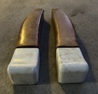 Antique Koken Congress Barber Shop Chair Parts Porcelain Cap Oak Armrest Set 2