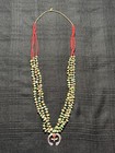 Navajo Sterling Silver Turquoise Coral Bead Naja Squash Blossom Necklace 