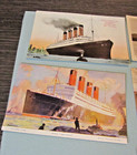 Vintage Cunard Line Cruise Ship Rms Aquitania 8 Postcard Lot Rppc Interior Views
