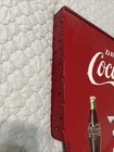Vintage Porcelain Metal Coke Sign One Sided Flange Heavy