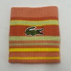 Lacoste Sport Wristband Orange   Yellow Striped With Logo One Size Vtg Nwt