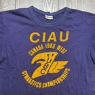 Vintage 1985 Canada Gymnastics Ringer Shirt Blue Medium Single Stitch Olympics