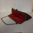 Antique Vintage Beaded Purse With Decorative Metal Frame Evening Bag