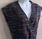 Vintage Woven Boho Multicolor Slip On Dress  Midi Tapestry Style V-neck Size 12