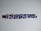Vintage Enamel On Copper Wide Panel Bracelet Mid Century Purple Black Blue Read