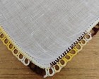 vgt Lot Of 5 White Linen With Yellow  Brown Tatted Hankies Handkerchiefs