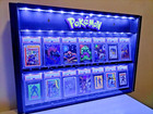 Custom Graded Card Display Case Led Lights Wall Cabinet Holds 14 Slabs Psa Bgs