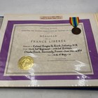 Original Wwii French 1944 Liberation Medal France Ww2 Liberated W Certificate