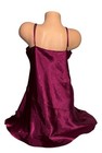J  C  Penney Delicates Purple Shiny Satin Black Lace Trim Nightie Nightgown M