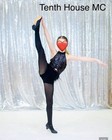 Revolution Dancewear Girls M Black Sleeveless Halter Sequin Fringe Leotard
