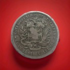 1888 Venezuelan 5 Bolivares Silver Coin Venezuela - 135 Years Old