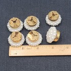 Vintage Button Covers  Set Of 6 White Cluster Bead 1 