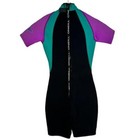 O neill Elite Mens Wet Suit Black Purple Teal Color Block Full Back Zip Size 4