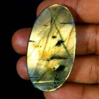 69 00cts  Natural Power Labradorite Hand Carved Oval Cabochon Loose Gemstone