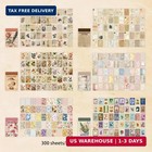 Vintage Washi Stickers Book - 300 Pcs Ephemera Pack  6 Theme Sets For Journaling