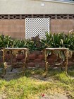 Vintage Pair Of Cast Iron Side Table With Marble Top
