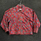 Vintage Aztec Southwest Geometric All Over Print Denim Jacket Red M Made Usa