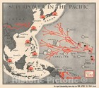 Historic Map   American Progress In The Pacific War During Wwii  Chapin  1944   