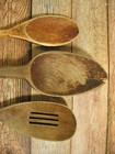 Vintage Wood Spoon Lot Cottage Farmhouse Primitive Rustic Carved Lot Of 3