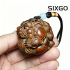 Chinese Boxwood Hand-carved Vivid Lion Figure Statue Netsuke Collectable Carving