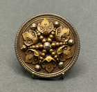 Stunning Antique Brass With Cut Steels  Star   Leaves Button - 1-3 8   x2 