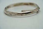 Antique Sterling Silver Etched Hinged Bangle 2 3 8  X 7mm Jb31