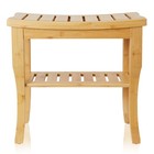 Bamboo Shower Bench With Storage Shelf  Wood Bathroom Spa Stool Seat For Bathtub