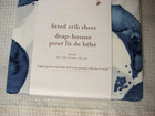 New Burts Bees Baby Super Soft 100  Organic Cotton Fitted Crib Sheet Blue White