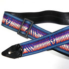 Vintage  ace Gibson  Style Woven Embroidered Guitar Strap Genuine Leather Ends