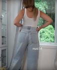 Zara New Woman Relaxed Oversize Highwaist Jeans Jewels Pant Lt blue 4730 013 406