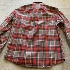 Lands End Shacket Flannel Shirt Red Size Large Plaid Lumberjack Cotton