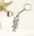 Fishing Skeleton Fish Bones Hook Keychain Pendant Nautical Gift Tuna Grouper