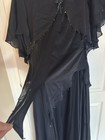 Navy Mother Of Bride Gown Beaded Layered Chiffon Blend Maxi Dress Size L Nwt
