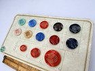 Vintage Glass Buttons Shank Back Matching Design Salesman Card Blumenthal