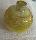 Yellow Slag Glass Gold Gilt  Perfume Bottle No Atomizer Art Work Vase Vintage