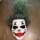 Full Face Halloween Mask White red black W  Green Hair  One Size Adjustable
