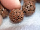 One Antique Chinese Court Beads Carved Pit Hedaio Lohan Late Qing Dynasty 12mm 