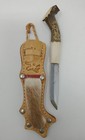 Vintage Finnish Puukko Nordic Reindeer Antler Handle Sami Knife   Fur Sheath