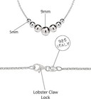 925 Solid Sterling Silver 18  Inch Graduated Bead Ball Chain Necklace For Women