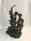 Antique   French Soldiers   Wwi Wwii Statue Signed Rousseau Metal Bronze