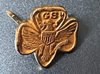 Vintage Girl Scouts Usa Committee Associate Pin Gold Tone Eagle Trefoil  1930s