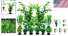 Vibrant Green Fish Tank Decorations - 10 Water-resistant Plastic Plants