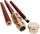 Walking Stick With Brass Telescope Foldable Hidden Spy Gift Wooden Cane Nautical