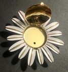 Vintage Avon White  gold Daisy Flower Solid Perfume lip Gloss Compact Pin brooch
